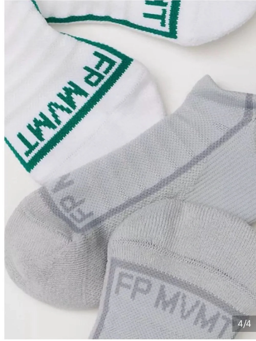 Free People Simple Sport No-Show Sock 2-Pack. NWT. Grey and white